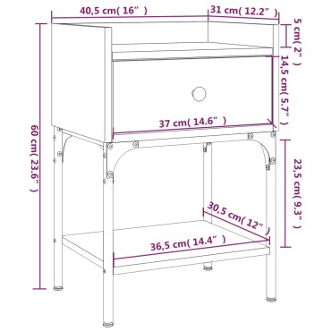 vidaXL Κομοδίνα 2 τεμ. Καφέ Δρυς 40,5x31x60cm από Επεξεργασμένο Ξύλο