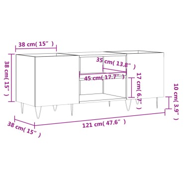 vidaXL Δισκοθήκη Γκρι Sonoma 121x38x48cm από Επεξεργασμένο Ξύλο