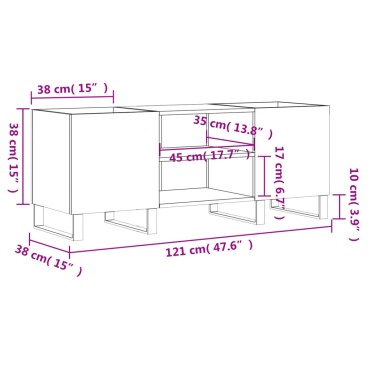 vidaXL Δισκοθήκη Καπνιστή Δρυς 121x38x48cm από Επεξεργασμένο Ξύλο