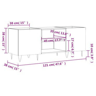 vidaXL Δισκοθήκη Γκρι Σκυροδέματος 121x38x48cm Επεξεργασμένο Ξύλο