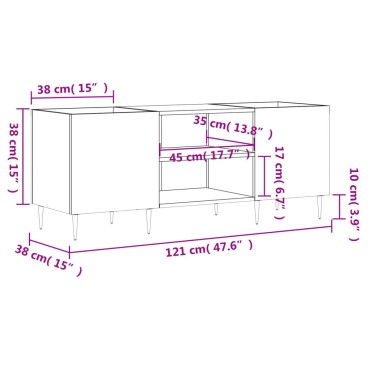 vidaXL Δισκοθήκη Γκρι Sonoma 121x38x48cm από Επεξεργασμένο Ξύλο