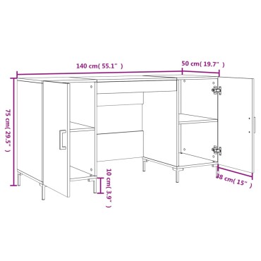 vidaXL Γραφείο Γκρι Sonoma 140x50x75cm από Επεξεργασμένο Ξύλο 1 τεμ.