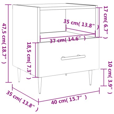 vidaXL Κομοδίνο Καπνιστή Δρυς 40x35x47,5cm από Επεξεργ. Ξύλο 1 τεμ.