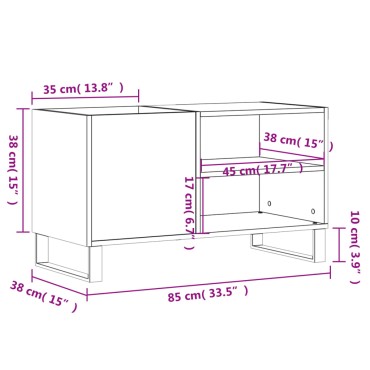 vidaXL Δισκοθήκη Λευκή 85x38x48cm από Επεξεργασμένο Ξύλο