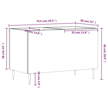 vidaXL Δισκοθήκη Μαύρη 74,5x38x48cm από Επεξεργασμένο Ξύλο