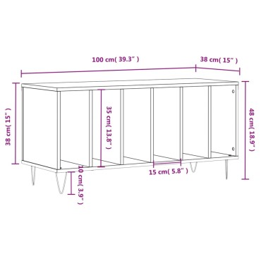 vidaXL Έπιπλο Δίσκων Λευκό 100x38x48cm από Επεξεργασμένο Ξύλο 1 τεμ.