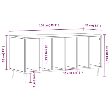 vidaXL Έπιπλο Δίσκων Γκρι Sonoma 100x38x48cm από Επεξεργασμένο Ξύλο 1 τεμ.