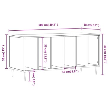 vidaXL Έπιπλο Δίσκων Λευκό 100x38x48cm από Επεξεργασμένο Ξύλο 1 τεμ.