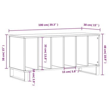 vidaXL Έπιπλο Δίσκων Μαύρο 100x38x48cm από Επεξεργασμένο Ξύλο 1 τεμ.