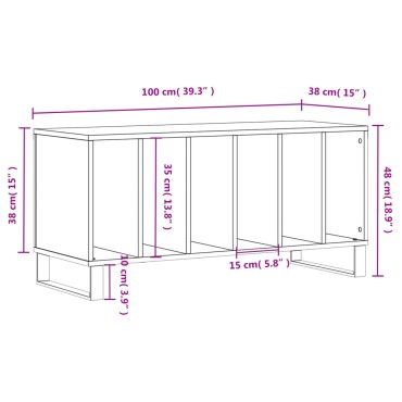 vidaXL Έπιπλο Δίσκων Γκρι Sonoma 100x38x48cm από Επεξεργασμένο Ξύλο 1 τεμ.