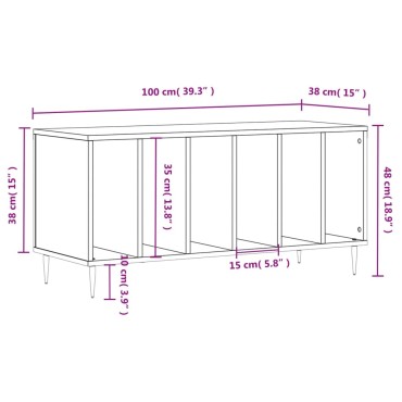 vidaXL Έπιπλο Δίσκων Γυαλ. Λευκό 100x38x48cm από Επεξεργασμένο Ξύλο 1 τεμ.