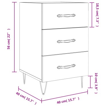 vidaXL Κομοδίνο Sonoma Δρυς 40x40x66cm από Επεξεργασμένο Ξύλο 1 τεμ.