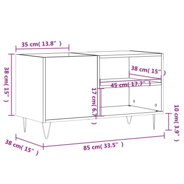 vidaXL Δισκοθήκη Γκρι Sonoma 85x38x48cm από Επεξεργασμένο Ξύλο