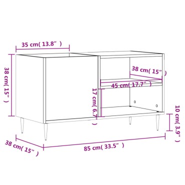 vidaXL Δισκοθήκη Καφέ Δρυς 85x38x48cm από Επεξεργασμένο Ξύλο