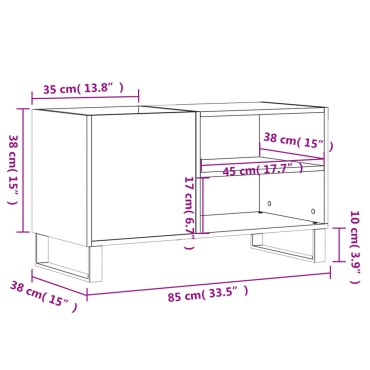 vidaXL Δισκοθήκη Sonoma Δρυς 85x38x48cm από Επεξεργασμένο Ξύλο