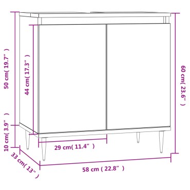 vidaXL Ντουλάπι Μπάνιου Καπνιστή Δρυς 58x33x60cm Επεξεργ. Ξύλο 1 τεμ.