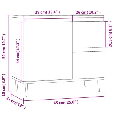 vidaXL Ντουλάπι Μπάνιου Γκρι Σκυροδέματος 65x33x60cm Επεξ. Ξύλο 1 τεμ.