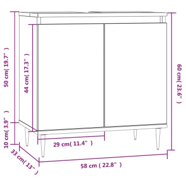 vidaXL Ντουλάπι Μπάνιου Sonoma Δρυς 58x33x60cm από Επεξεργ. Ξύλο 1 τεμ.