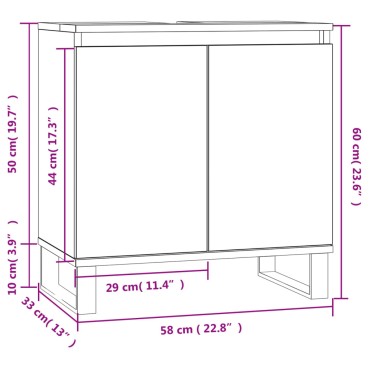 vidaXL Ντουλάπι Μπάνιου Sonoma Δρυς 58x33x60cm από Επεξεργ. Ξύλο 1 τεμ.