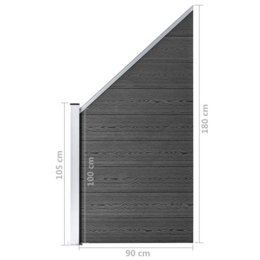 vidaXL Σετ Πάνελ Περίφραξης Μαύρο 965 x (105-186) εκ. από WPC