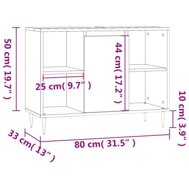 vidaXL Ντουλάπι Μπάνιου Γκρι Σκυροδέματος 80x33x60cm Επεξ. Ξύλο 1 τεμ.