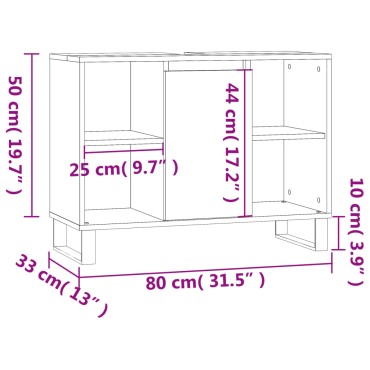 vidaXL Ντουλάπι Μπάνιου Γκρι Σκυροδέματος 80x33x60cm Επεξ. Ξύλο 1 τεμ.