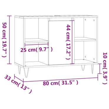 vidaXL Ντουλάπι Μπάνιου Καφέ Δρυς 80x33x60cm Επεξεργασμένο Ξύλο 1 τεμ.