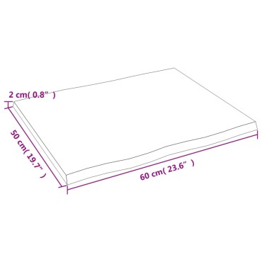 vidaXL Επιφάνεια Τραπεζιού 60x50x2cm Ακατ. Μασίφ Ξύλο Δρυός Live Edge 1 τεμ.