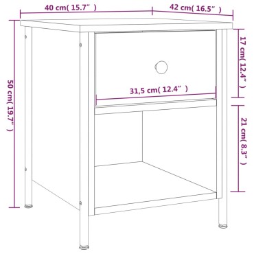 vidaXL Κομοδίνα 2 τεμ. Sonoma Δρυς 40x42x50cm από Επεξεργασμένο Ξύλο