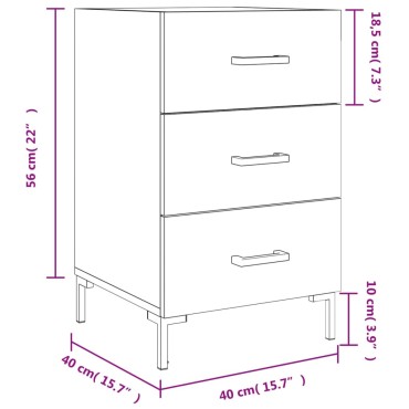 vidaXL Κομοδίνο Μαύρο 40x40x66cm από Επεξεργασμένο Ξύλο 1 τεμ.