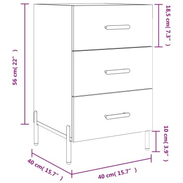 vidaXL Κομοδίνο Λευκό 40x40x66cm από Επεξεργασμένο Ξύλο 1 τεμ.