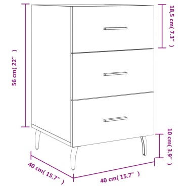 vidaXL Κομοδίνο Μαύρο 40x40x66cm από Επεξεργασμένο Ξύλο 1 τεμ.