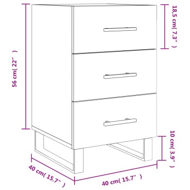 vidaXL Κομοδίνο Γυαλ. Λευκό 40x40x66cm από Επεξεργασμένο Ξύλο 1 τεμ.