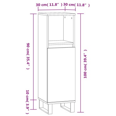 vidaXL Ντουλάπι Μπάνιου Sonoma Δρυς 30x30x100cm Επεξεργασμένο Ξύλο 1 τεμ.