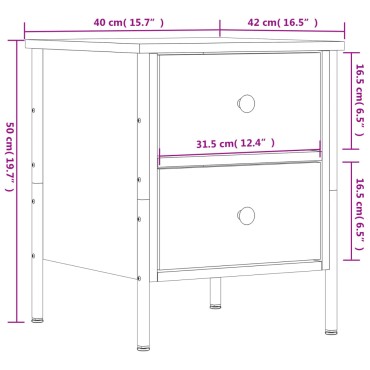 vidaXL Κομοδίνα 2 τεμ. Sonoma Δρυς 40x42x50cm από Επεξεργασμένο Ξύλο