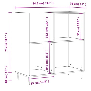 vidaXL Δισκοθήκη Γκρι Sonoma 84,5x38x89cm από Επεξεργασμένο Ξύλο