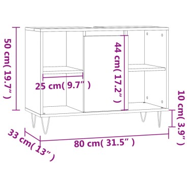 vidaXL Ντουλάπι Μπάνιου Καπνιστή Δρυς 80x33x60cm Επεξεργ. Ξύλο 1 τεμ.