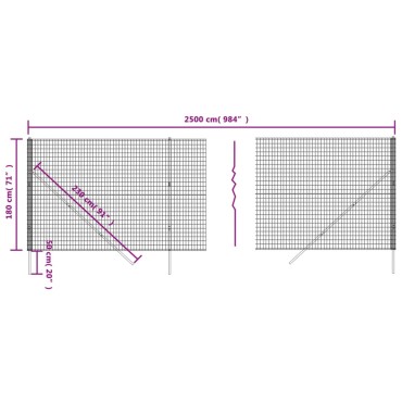 vidaXL Συρματόπλεγμα Περίφραξης Πράσινο 1,8x25 μ. Γαλβανισμένο Ατσάλι