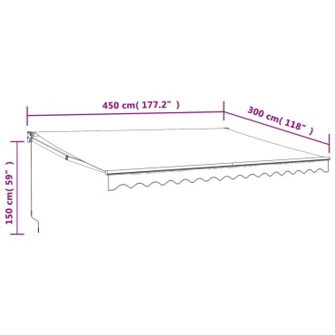 vidaXL Τέντα Πτυσσόμενη Αυτόματη Ανθρακί 4,5 x 3 μ.