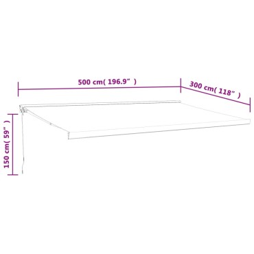 vidaXL Τέντα Πτυσσόμενη Κίτρινη / Λευκή 5 x 3 μ. Ύφασμα και Αλουμίνιο