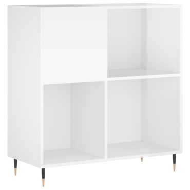 vidaXL Δισκοθήκη Γυαλιστερή Λευκή 84,5x38x 89cm από Επεξεργ. Ξύλο