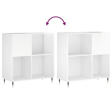 vidaXL Δισκοθήκη Γυαλιστερή Λευκή 84,5x38x 89cm από Επεξεργ. Ξύλο