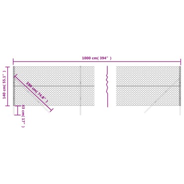 vidaXL Συρματόπλεγμα Περίφραξης Ανθρακί 1,4 x 10 μ.