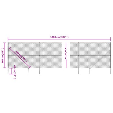 vidaXL Συρματόπλεγμα Περίφραξης Ασημί 1,6 x 10 μ. με Καρφωτές Βάσεις