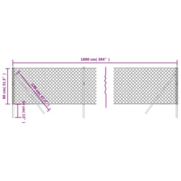 vidaXL Συρματόπλεγμα Περίφραξης Πράσινο 0,8 x 10 μ. με Στύλους