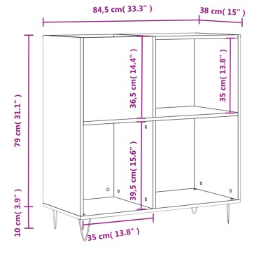 vidaXL Έπιπλο Δίσκων Λευκό 84,5x38x89cm από Επεξεργασμένο Ξύλο 1 τεμ.