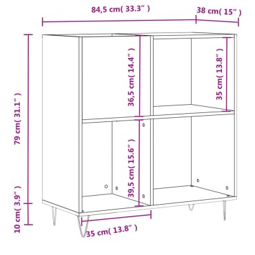 vidaXL Δισκοθήκη Γκρι Σκυροδέματος 84,5x38x89cm από Επεξεργ. Ξύλο