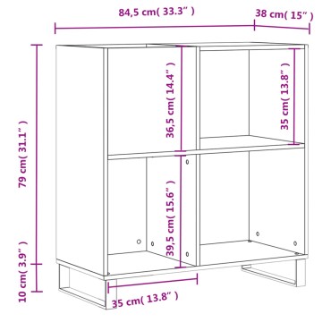 vidaXL Έπιπλο Δίσκων Λευκό 84,5x38x89cm από Επεξεργασμένο Ξύλο 1 τεμ.