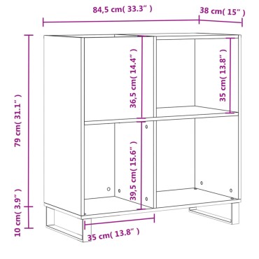 vidaXL Δισκοθήκη Καπνιστή Δρυς 84,5x38x89cm από Επεξεργ. Ξύλο