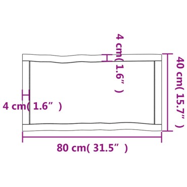 vidaXL Επιφ Τραπεζιού Αν Καφέ 80x40x(2-6)cm Ακατέργ. Μασίφ Ξύλο Δρυός 1 τεμ.